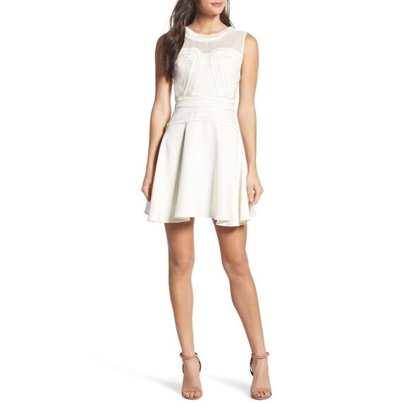 Foxiedox Aviana Fit and Flare  Mini Dress Bridal - Picture 1 of 14